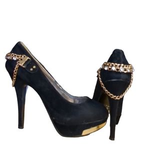 Lsm Kiss Black Suede Embellished Stiletto Heels Side 8